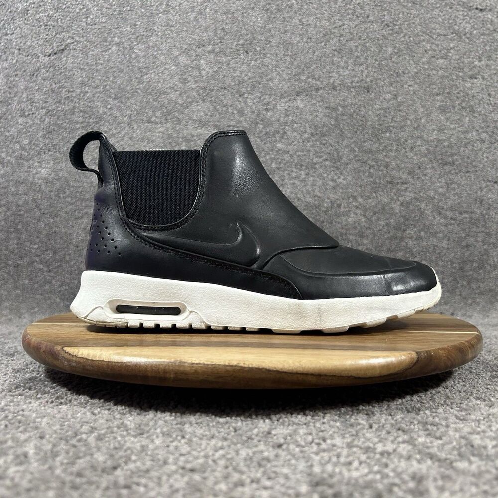 Nike Air Max Thea 859550-001 Women's Size 8 Black Mid Leather Pull On Boots Used